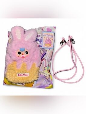Baby Three Mobile Hanging Bag – Pink Bunny Plush Purse 🐰🩷